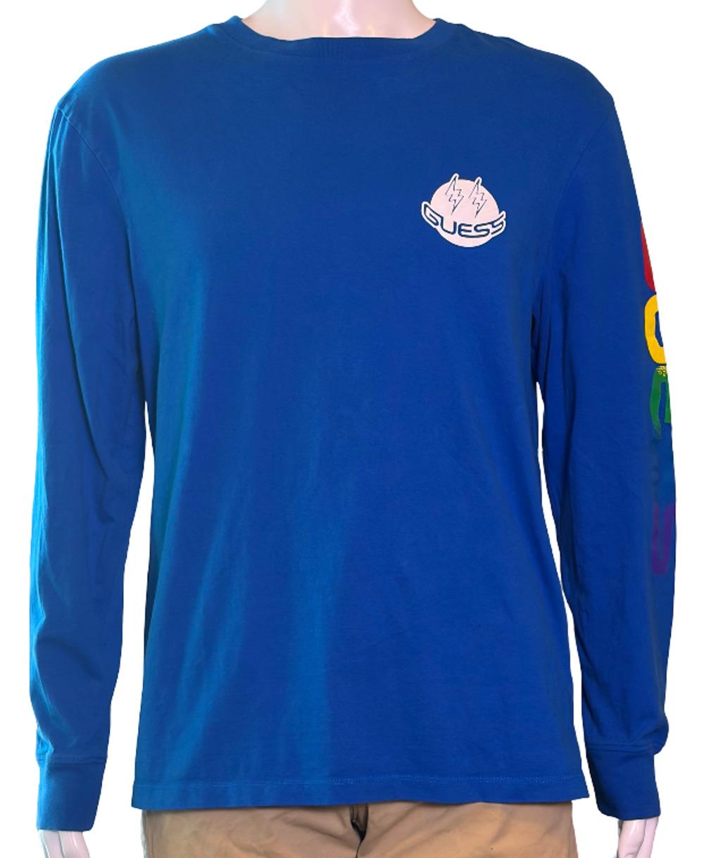 Guess x J Balvin 2020 Colores Rainbow Logo Long Sleeve T-Shirt Men's Medium